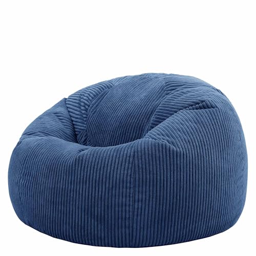 Icon Kingston Sitzsack Cord, Denimblau, Sitzsack Erwachsene mit Füllung, Bean Bag, Cord Sessel, Lounge Sessel, Lounge Stuhl, Schlafzimmer, Wohnzimmer, Wohnzimmer Möbel von Icon