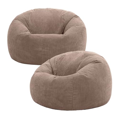 Icon Kingston Sitzsack Cord, Mokkabraun, 2er Pack, Sitzsack Erwachsene mit Füllung, Bean Bag, Cord Sessel, Lounge Sessel, Lounge Stuhl, Schlafzimmer, Wohnzimmer, Wohnzimmer Möbel von Icon