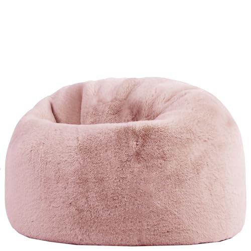Icon Kingston Sitzsack Kinder, Rosenrosa, Flauschiger Kunstpelzstoff, Sitzsack Flauschig mit Füllung, Bequemer Kinder Sessel, Kuschelsessel, Lese Sessel, Schlafzimmer, Kinderzimmer, Spielzimmer von Icon