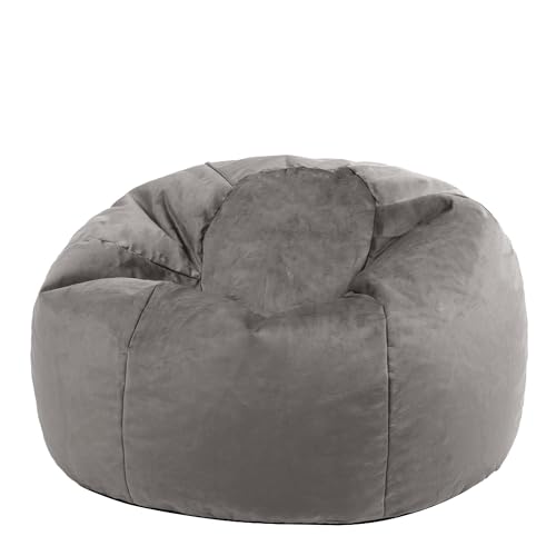 Icon Kingston Sitzsack Samt, Dunkelgrau, Sitzsack Erwachsene mit Füllung, Bean Bag, Samt Sessel, Lounge Sessel, Lounge Stuhl, Schlafzimmer, Wohnzimmer, Wohnzimmer Möbel von Icon