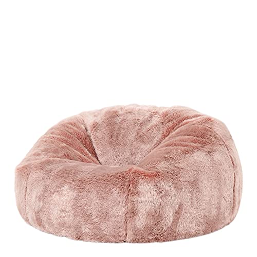 Icon Klassischer Sitzsack Flauschig aus Kunstfell „Hacienda“, Rosa, Sitzsack Erwachsene mit Füllung, Indoor Sitzsack Kuschelig Groß von Icon