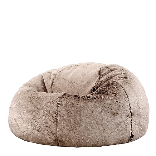 Icon Klassischer Sitzsack Flauschig aus Kunstfell „Ottawa“, Beige, Sitzsack Erwachsene mit Füllung, Indoor Sitzsack Kuschelig Groß von Icon