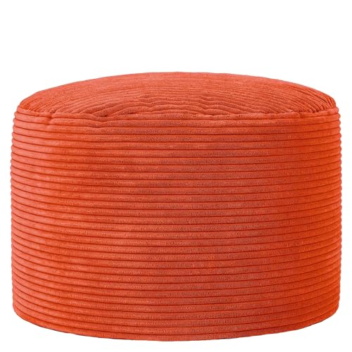 Icon Milano Hocker, Terrakotta, Flauschiger Cord Stoff, Sitzsack Cord, Sitzpuff Hocker mit Füllung, Fußhocker für das Wohnzimmer, Deko Wohnzimmer von Icon