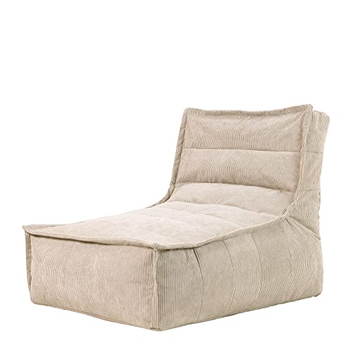 Icon Otto Lounger Sitzsack, Beige, Feines Cord Sitzsack, Großer Sitzsack für Erwachsene mit Füllung von Icon