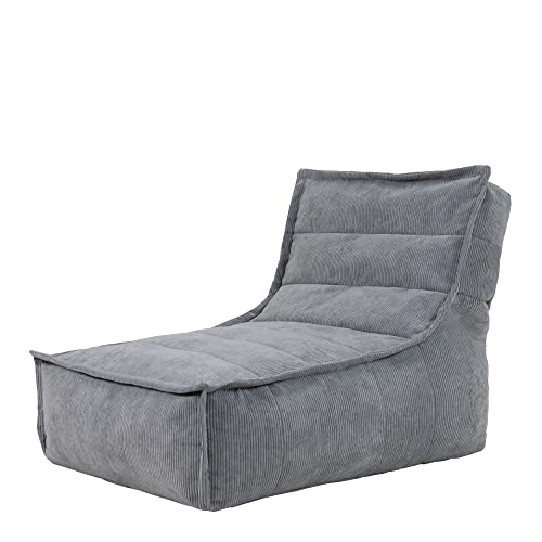 Icon Otto Lounger Sitzsack, Grau, Feines Cord Sitzsack, Großer Sitzsack für Erwachsene mit Füllung von Icon