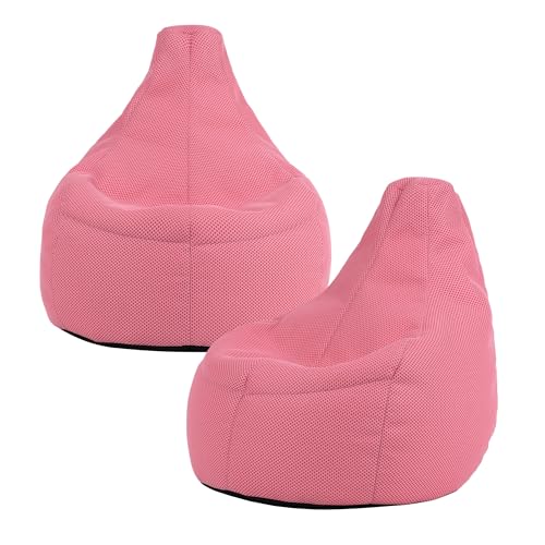 Icon Performance Mesh Gaming Sitzsack, Rosa, 2er Pack, Webstoff, Sitzsack Erwachsene mit Füllung, Bean Bag, Gaming Stuhl, Lounge Sessel, Lounge Stuhl, Schlafzimmer, Wohnzimmer von Icon