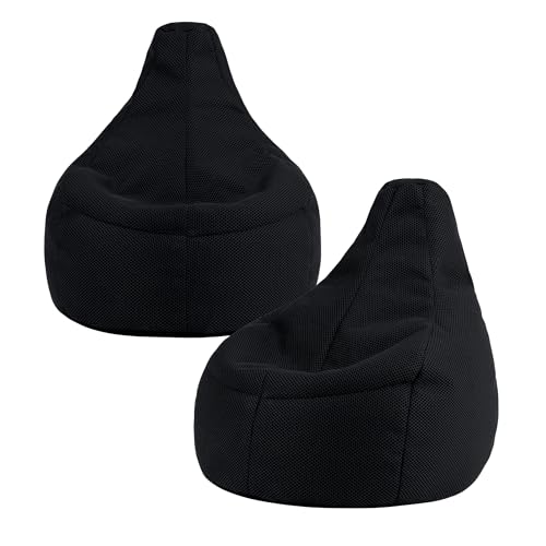 Icon Performance Mesh Gaming Sitzsack, Schwarz, 2er Pack, Webstoff, Sitzsack Erwachsene mit Füllung, Bean Bag, Gaming Stuhl, Lounge Sessel, Lounge Stuhl, Schlafzimmer, Wohnzimmer von Icon