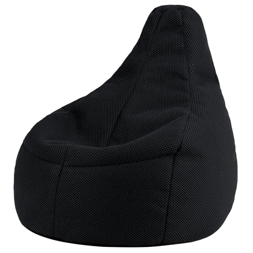 Icon Performance Mesh Gaming Sitzsack, Schwarz, Webstoff, Sitzsack Erwachsene mit Füllung, Bean Bag, Gaming Stuhl, Lounge Sessel, Lounge Stuhl, Schlafzimmer, Wohnzimmer von Icon