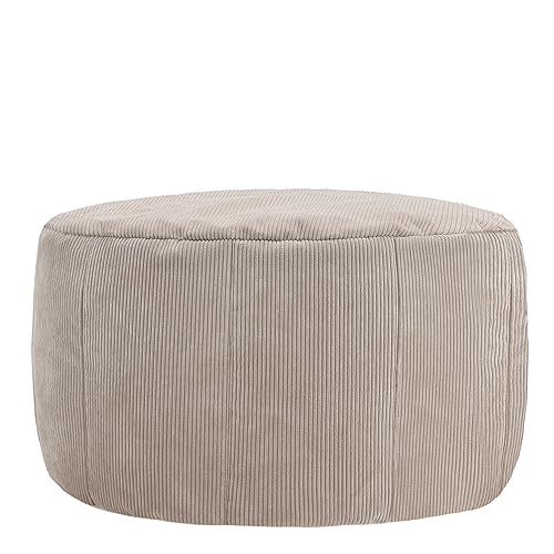 Icon Remi Pouf Hocker, Beige, Cord Sitzpouf, Halbkreisform von Icon