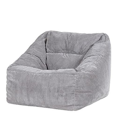 Icon Natalia Sitzsack Sessel für Erwachsene, Grau, Flauschiger Cord Stoff, Riesen Sitzsack Cord mit Füllung, Bean Bag Chair, Bequemer Sessel Wohnzimmer, Lounge, Schlafzimmer, Büro von Icon