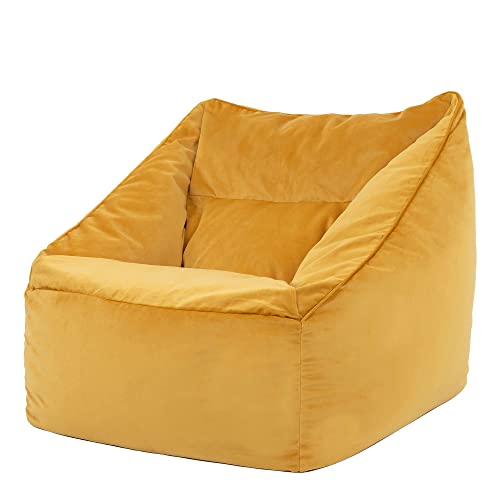 Icon Riesen Sitzsack Sessel „Natalia“, Gelb, Plüsch XXL Sitzsack Erwachsene mit Füllung für das Wohnzimmer, Riesensitzsack Sofa XXL von Icon
