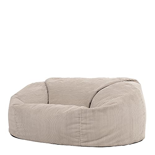 Icon Riesensitzsack Flauschig „Soul“, Beige, Cord XXL Sitzsack Sofa für Erwachsene, Sitzsack Sessel mit Füllung für das Wohnzimmer von Icon