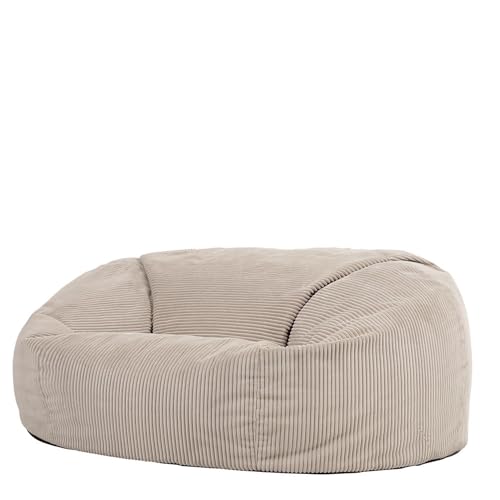 Icon Soul XXL Sitzsack Sofa für Erwachsene, Beige, Flauschiger Cordtstoff, 2 Sitzer, Bequemer Bean Bag Sofa mit Füllung, Relaxsessel, Lounge, Wohnzimmer Möbel von Icon