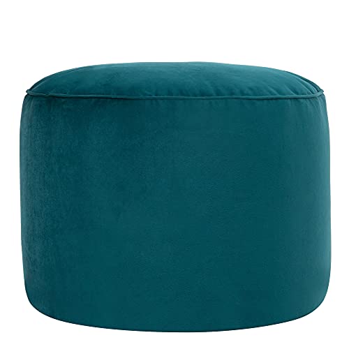 Icon Milano Hocker, Blaugrün, Flauschiger Samt Stoff, Samt Sitzsack, Sitzpuff Hocker mit Füllung, Fußhocker für das Wohnzimmer, Deko Wohnzimmer von Icon