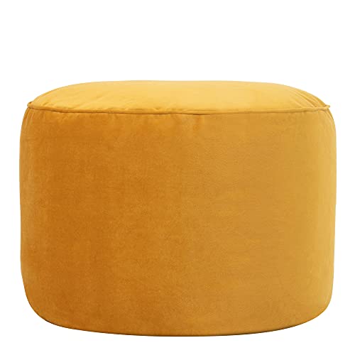 Icon Milano Hocker, Gelb, Flauschiger Samt Stoff, Samt Sitzsack, Sitzpuff Hocker mit Füllung, Fußhocker für das Wohnzimmer, Deko Wohnzimmer von Icon