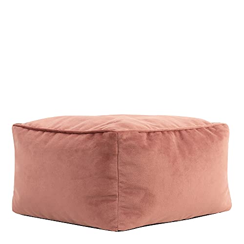 Icon Amara Hocker, Rosa, Flauschiger Samt Stoff, Samt Sitzsack, Sitzpuff Hocker mit Füllung, Fußhocker für das Wohnzimmer, Deko Wohnzimmer von Icon