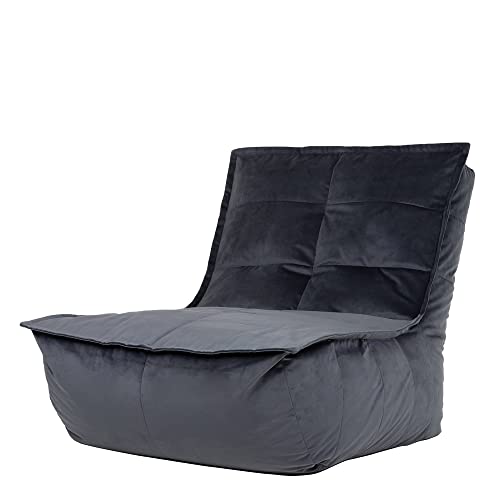 Icon Sitzsack-Liege „Dolce“, Grau, Samt, XXL Sitzsack Sessel für Erwachsene, Riesensitzsack mit Füllung für das Wohnzimmer, Sitzsack Groß Plüsch von Icon