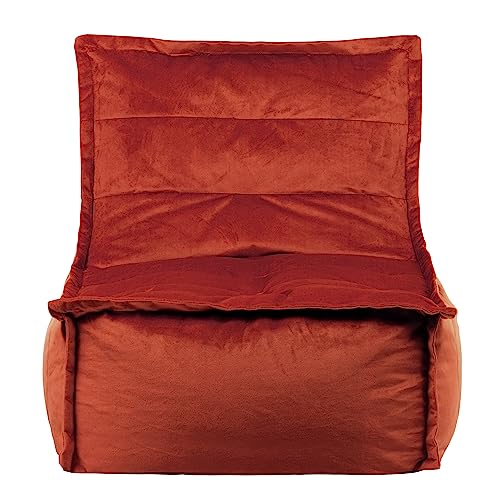 Icon Sitzsack-Liege „Dolce“, Terrakotta, Samt, XXL Sitzsack Sessel für Erwachsene, Riesensitzsack mit Füllung für das Wohnzimmer, Sitzsack Groß Plüsch von Icon