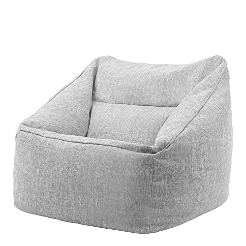 Icon Sitzsack Sessel „Oslo“, Grau, XL Sitzsack für Erwachsene mit Füllung für das Wohnzimmer, Groß Sitzsack mit Lehne von Icon