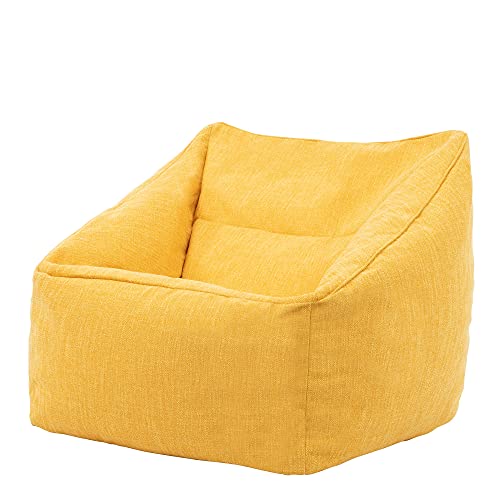 Icon Sitzsack Sessel „Oslo“, Gelb, XL Sitzsack für Erwachsene mit Füllung für das Wohnzimmer, Groß Sitzsack mit Lehne von Icon