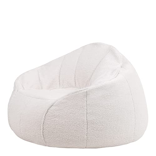 Icon Sitzsack Sessel „Riviera“, XL Sitzsack Erwachsene mit Füllung für das Wohnzimmer, Riesensitzsack Flauschig Sherpa (Ivory, Bean Bag) von Icon