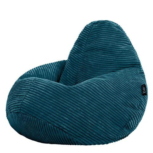 Icon Dalton Sitzsack Kinder, Blaugrün, Flauschiger Cord Stoff, Sitzsack Cord mit Füllung, Bequemer Kinder Gaming Sessel, Kuschelsessel, Lese Sessel, Schlafzimmer, Kinderzimmer, Spielzimmer von Icon