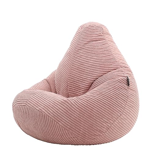 Icon Dalton Sitzsack Kinder, Rosa, Flauschiger Cord Stoff, Sitzsack Cord mit Füllung, Bequemer Kinder Gaming Sessel, Kuschelsessel, Lese Sessel, Schlafzimmer, Kinderzimmer, Spielzimmer von Icon