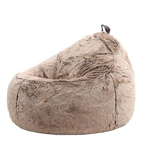 Icon Sitzsack-Sessel Flauschig aus Kunstfell „Kokon“, Mink, Sitzsack Erwachsene mit Füllung, Indoor Sitzsack Kuschelig Groß mit Lehne von Icon