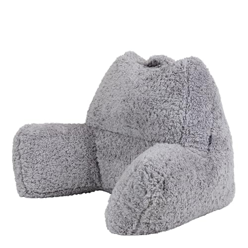 Icon Teddybär Rückenlehne Lesekissen, Grau, Lesekissen Flauschig mit Sitzsack Füllung, Rückenstütze mit Tragegriff von Icon