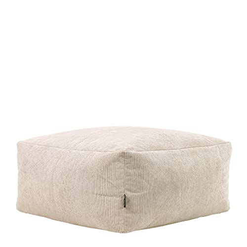 Icon Tetra Sitzpuff, Feines Cord Sitzsack Hocker, Beige, großer Sitzsack für Erwachsene mit Füllung von Icon