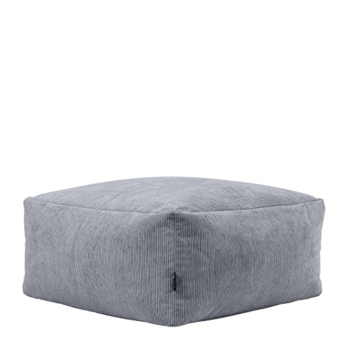 Icon Tetra Sitzpuff, Modulares Bodensofa, Feines Cord Sitzsack Hocker, Dunkelgrau, großer Sitzsack für Erwachsene mit Füllung von Icon