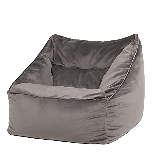 Icon Riesen Sitzsack Sessel „Natalia“, Anthrazitgrau, Plüsch XXL Sitzsack Erwachsene mit Füllung für das Wohnzimmer, Riesensitzsack Sofa XXL von Icon