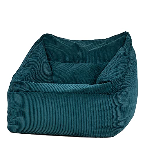 Icon Riesen Sitzsack Sessel „Morgan“, Blaugrün, Cord XXL Sitzsack Erwachsene mit Füllung für das Wohnzimmer, Riesensitzsack XXL Flauschig Cord von Icon