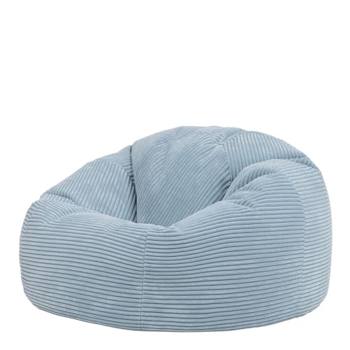 icon Kingston Großer Sitzsack, Jumbo Cord Sitzsack Cool Blue, Sitzsack für Erwachsene mit Füllung inklusive, Bequemer Lounging Chair für jedes Alter von Icon