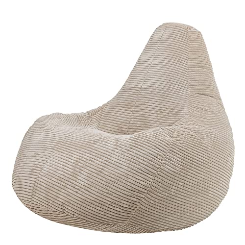 Icon Sitzsack „Dalton“, Beige, Cord, Groß, Sitzsäcke für das Wohnzimmer, Schlafzimmer, Sitzsack-Sessel für Erwachsene von Icon