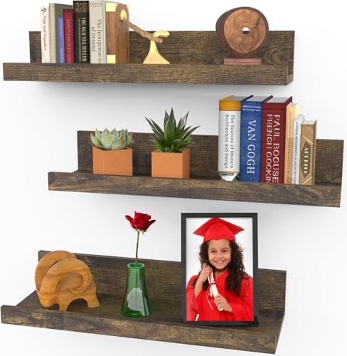 40 cm Schweberegale für die Wand – 3er-Set Walnussbraun – Moderner rustikaler Stil – Wandmontiertes Display – Bilderleisten – von Icona Bay von Icona Bay