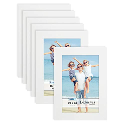 Icona Bay 10 x 15 cm Bilderrahmen (Weiß, 6er-Pack), Stabile Bilderrahmen aus Holzverbundstoff 10 x 15, Elegantes Design, Tischplatte oder Wandhalterung, Exclusives Collection von Icona Bay