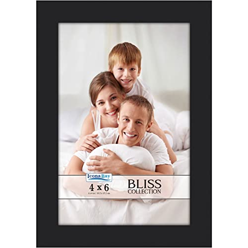 Icona Bay 10x15 cm schwarzer Bilderrahmen, moderner Holzverbundrahmen, Tisch- oder Wandmontage, Bliss-Kollektion von Icona Bay