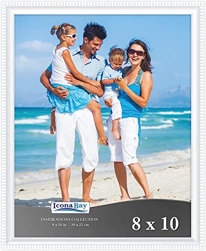 Icona Bay 10x8 Bilderrahmen (weiß, 1er Pack) Wunderschön detailliertes Formteil, zeitgenössischer Bilderrahmen, Wandhalterung oder Tischplatte, Inspirations Collection von Icona Bay