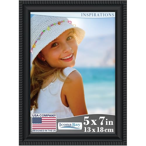 Icona Bay 13 x 18 cm schwarzer Bilderrahmen, wunderschön detaillierte Formgebung, modernes Bilderrahmen-Set, Wandhalterung oder Tischplatte, Inspirations-Kollektion von Icona Bay