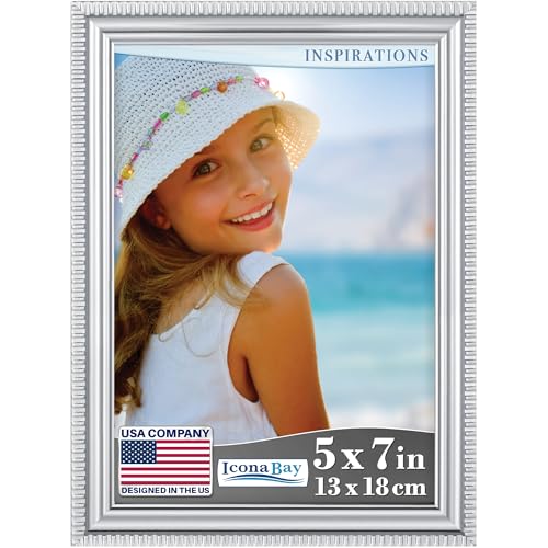 Icona Bay 13x18 cm Silberner Bilderrahmen, wunderschön detaillierte Formgebung, moderner Bilderrahmen, Wandmontage oder Tischplatte, Inspirations-Kollektion von Icona Bay