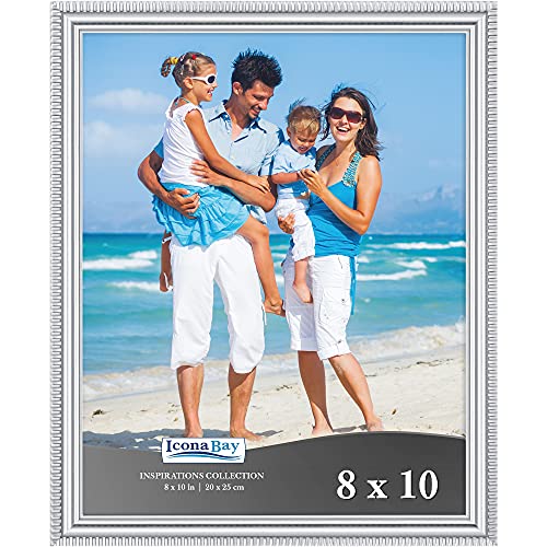 Icona Bay 20x25 cm Silberner Bilderrahmen, wunderschön detaillierte Formgebung, moderner Bilderrahmen, Wandmontage oder Tischplatte, Inspirations-Kollektion von Icona Bay