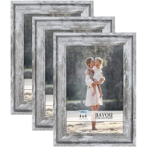 Icona Bay 4x6 Picture frame (Azure Gray, 3 Pack), Azure Gray Photo Frame 4x6. Table Top or Wall Mount, Bayou Collection, Normal Glass von Icona Bay