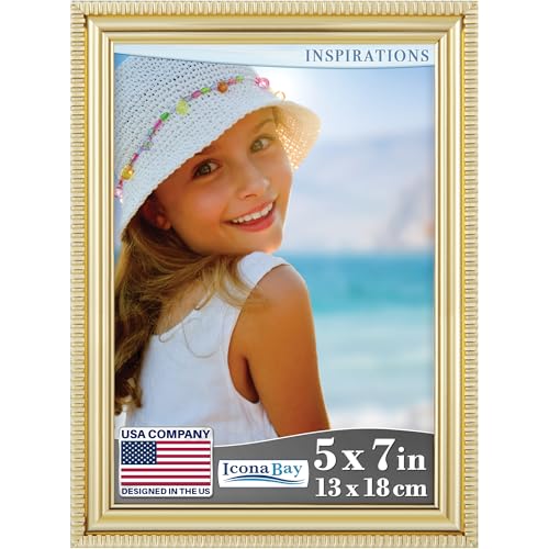 Icona Bay 13x18 cm Goldener Bilderrahmen, wunderschön detaillierte Formgebung, moderner Bilderrahmen, Wandmontage oder Tischplatte, Inspirations-Kollektion von Icona Bay