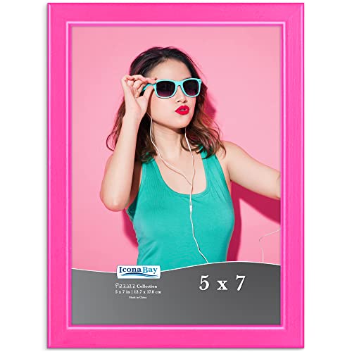 Icona Bay 7x5 Picture Frames (Pink, 1 Pack), Colored Solid Wood Scandinavian Style Frame for Photo, Pizzazz Collection von Icona Bay