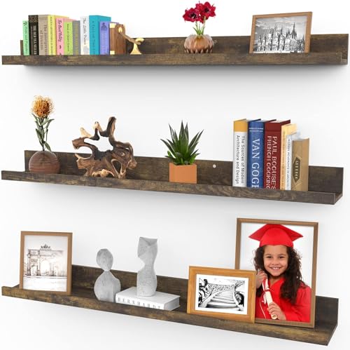 Icona Bay 91 cm Schweberegale für die Wand – 3er-Set in Walnussbraun – Moderner rustikaler Stil – Wanddisplay – Bilderleisten von Icona Bay