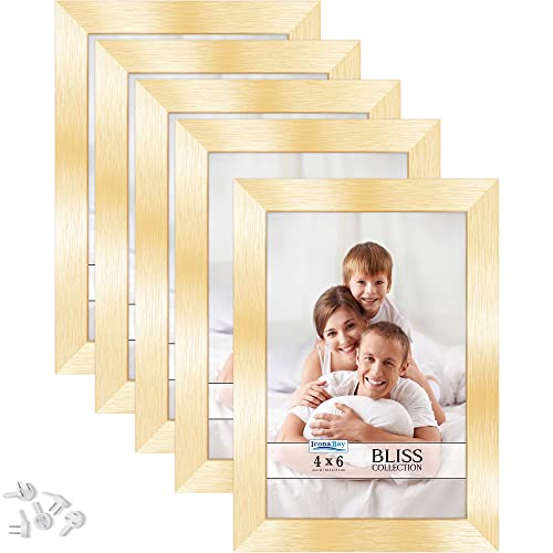 Icona Bay Bilderrahmen 10,2 x 15,2 cm (Gold, 5 Stück), moderner Stil, Holzverbundrahmen, Tischplatte oder Wandhalterung, Bliss Collection von Icona Bay