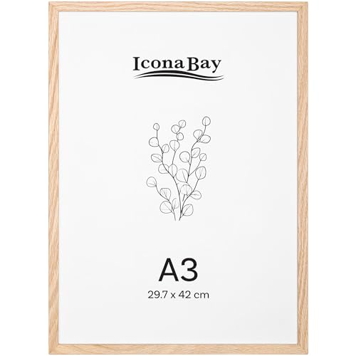 Icona Bay – Echtholz-Bilderrahmen – A3 – 29,7 x 42 cm – Eiche natur – Moderner Stil – Nur zur Wandmontage – Wood Collection von Icona Bay