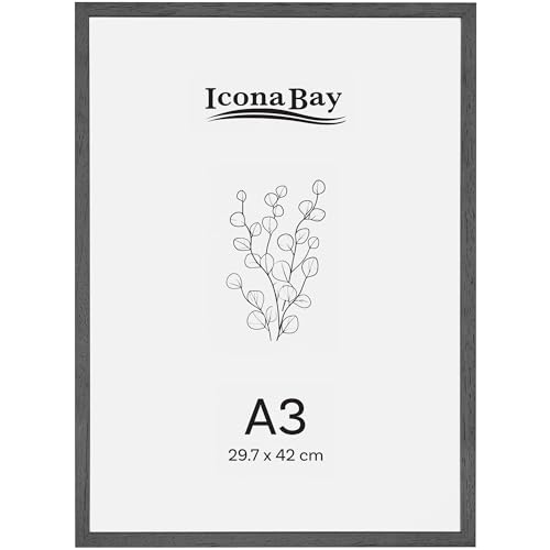 Icona Bay – Echtholz-Bilderrahmen – A3 – 29,7 x 42 cm – Mitternachtsschwarz – Moderner Stil – Nur zur Wandmontage – Wood Collection von Icona Bay