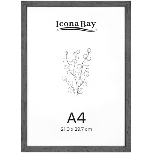 Icona Bay – Echtholz-Bilderrahmen – A4 – 21 x 29,7 cm – Mitternachtsschwarz – Moderner Stil – Tisch- oder Wandmontage – Wood Collection von Icona Bay
